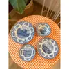 Superávit na Balança Comercial Jbs Castelo Azul Porcelana Amarela Vintage Prato para Bife Prato Fundo Prato para Sobremesa de Chá da Tarde Tigela de Arroz