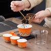 Juego de Té de Viaje Yuanshan Taza Exprés Portátil de Vidrio Una Olla Tres Tazas Regalo Creativo de Negocios Tazón con Tapa Juego de Té Kung Fu