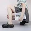 2025 Baotou Mary Jane Strass Novo Estilo Europeu Sandálias Meias Frescas para Mulheres Sandálias de Tira Única com Solado Grosso de Strass para Uso Externo