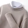 Suéter Premium de Cachemir con Cuello Medio para Hombre, Corte Holgado, Nuevo Estilo Otoño e Invierno 2026, Suéter Básico Casual de Punto de Lana