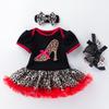 Conjunto de 3 piezas de vestido de una pieza para cumpleaños de niña bebé transfronterizo, mono de manga corta de un año, zapatos para niña pequeña, ropa para niña, falda para bebé