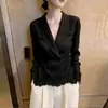 Nueva colección de otoño: Camisa de manga larga estilo patchwork para mujer, con un diseño chic y favorecedor, y un look único y elegante