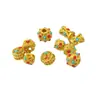 Cuentas de oro con arena de diamante, accesorios de cuerda para pulsera, accesorios de bricolaje, cuentas de transferencia de esmalte dorado, cuentas de cuerda azul quemada
