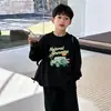 Camiseta de manga larga 100% algodón para niños, nueva camiseta básica casual de primavera y otoño para niños mayores, top elegante de cuello redondo para niños