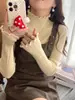 Suéter de Punto de Alta Gama para Mujer Otoño e Invierno con Cuello Medio y Bordes Fruncidos, Nuevo Estilo 2026, Top Básico de Cuello Semi-Alto