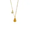 Collar Nuevo de Plata de Ley S925 con Colgante de Calabaza Triturada Hielo para Mujer, Cadena para Clavícula de Calabaza Martillada Estilo Chino Deslumbrante