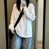 Camiseta de Manga Larga para Mujer Americana Pesada Oversize Holgada Ropa Exterior Top Diseño de Principios de Primavera Otoño Sentido del Diseño Nicho Camisa Base