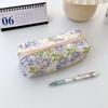 Estilo ins estojo de lápis floral de algodão acolchoado bolsa de armazenamento fofa bolsa de papelaria para alunos do ensino fundamental e médio grande capacidade bolsa de cosméticos com aparência bonita