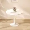 Conjunto de mesa redonda pequeña blanca de estilo nórdico y sillas, moderno, para tiendas de té de leche y cafeterías, mesa de comedor tipo tulipán, mesa de reuniones