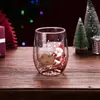 Nueva Taza de Doble Capa Estilo Navidad con Lentejuelas y Dibujos Animados de Amazon para Sala de Estar, Restaurante, Bar, Taza de Vidrio de Borosilicato de Moda