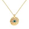 Collar con colgante de ojo de oro auténtico bañado en cobre, estilo retro, estilo literario y artístico británico transfronterizo, cadena de clavícula sencilla y ligera de lujo para mujer.