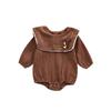 Meninas Estilo Coreano Bebê Algodão Lapela Cervo Bordado Siamese Hayi ins Bebê Triângulo macio Escalada Roupas Trendy