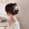 Pinza para el pelo con forma de flor de rosa de malla sintética, Pinza de estilo perezoso, Pinza de tiburón grande tipo hada, Accesorio para el pelo para recoger el pelo suelto
