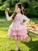 Conjunto de Vestido de Bolo de Coelho com Laço de Manga Longa para Meninas Outono 2026 Novo Vestido de Princesa Infantil Conjunto de Duas Peças