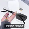 Novos óculos masculinos de estilo de negócios de alta qualidade europeus e americanos transfronteiriços, óculos de sol sem aro com corte de diamante, óculos de sol com armação quadrada