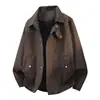 Chaqueta americana de corte limpio con solapa Detroit para hombre, abrigo casual de trabajo vintage fresco y holgado para primavera y otoño para hombre