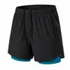 Pantalones Cortos de Correr Doble Capa Personalizados para Hombre Entrenamiento de Maratón Deportivos Secado Rápido Finos Transpirables Forro de Secado Rápido Tres Cuartos