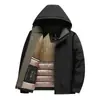 Dropshipping disponível: Casaco de inverno masculino à prova de vento e quente de algodão com capuz removível, adequado para pais de meia-idade e idosos, modelo A069