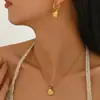Conjunto de Joyería para Mujer Estilo Marino Europeo y Americano Transfronterizo Diseño Niche de Aretes con Incrustaciones de Concha y Piedras Preciosas Collar Largo Versátil