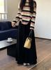 Foto Real~Estilo Preguiçoso Engrossado Outono e Inverno Malha Slim Casual Saia Longa Estilo Coreano Novo Estilo Feminino