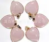 Venta caliente transfronteriza piedra natural ágata piedra de cristal rosa collar con colgante de amor bordeado colgante de corazón de melocotón accesorios de bricolaje