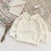 Cutemily Primavera y Otoño ins Suéter Hueco de Cuello Alto y Solapa para Bebé Niña Jacquard para Bebé Manga Larga Delgado