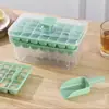 Bandeja de Gelo Tipo Prensa Caixa de Gelo com Tampa Molde para Cubos de Gelo Grau Alimentício Geladeira Doméstica Armazenamento de Cubos de Gelo Congelados Artefato de Dupla Finalidade