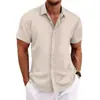 2025 Moda Masculina Verano Moda Masculina Rayas Combinación de Colores Negocios Casual Delgado Camisa de Manga Corta