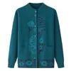 Roupas para mulheres de meia-idade e idosas casaco suéter de inverno mãe tricô com forro de fleece roupas para idosos cardigã quente top
