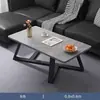 Mesa de Centro Minimalista Nórdica de Pizarra con Patas Metálicas, Mesa de Centro Moderna de Pizarra para Apartamentos Pequeños, Impermeable y Fácil de Limpiar para Uso en Alquiler