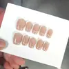 Patch de Unha Artística de Comprimento Médio Blush Puro Francês Explosões Unha Removível Falsa Suave