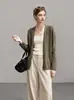 Cárdigan casual verde estilo coreano con protección solar para mujer, chal fino de punto para principios de otoño 10727