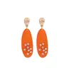 Pendientes ZA Design Sense de Resina Ovalada Incrustada con Pedrería Europeos y Americanos Exagerados Largos de Gota de Agua Colorida Colgantes Transfronterizos para Mujer