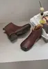 YsshadiR Botines de Tobillo de Cuero de Vaca de Primera Capa Tacón Grueso Retro Cremallera Lateral Botas Adelgazantes de Tacón Alto Francés Botas Martin de Cuero Genuino para Mujer