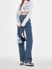 Jeans retro de pierna ancha cruz irregular retro rectos sueltos de pierna ancha pantalones de mujer de cintura alta para trapear