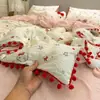 Nuevo Juego de Ropa de Cama Cómodo de Algodón Acolchado con Bordado, con Funda de Edredón, Sábana Plana y Sábana Ajustable - Juego de Cuatro Piezas