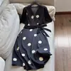 2026 Novo Vestido de Seda de Amora Seda Genuína Georgette Duplo Bolinhas Francesas Cintura Marcada Mangas Fluidas Venda por Atacado H10EQ8173