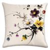 Funda de almohada de felpa corta de piel de melocotón, nueva, transfronteriza, con flores de tinta para primavera y verano, para el hogar, la sala de estar, el sofá y la funda de almohada.