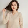 Nuevo Suéter de Punto de Cachemira para Mujer Otoño e Invierno 2026 Cuello en V Clásico Versátil Ajustado Elegante Ropa Interior de Punto