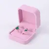 Caixa de Armazenamento de Joias Rosa Veludo com Cantos Arredondados Transfronteiriça, Caixa para Brincos Pulseiras Joias, Caixa para Anel Embalagem de Presente para Joias