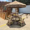 Mesas y sillas de aluminio y bambú para exteriores, bambú simulado, adecuadas para barbacoas en el patio, camping, mesas de aluminio y bambú al aire libre, mercados, granjas y sombrillas de paja.