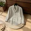 Camisa listrada de manga comprida, estilo coreano, sofisticada, para primavera/outono, unissex, modelagem solta, cardigã de frente aberta, blusa de abotoar
