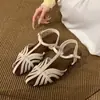 Sandálias Romanas Planas de Bico Fino Tecidas Estilo Retro Francês Chuyuji para Mulheres, Uso Externo de Verão, Design de Nicho, Tiras Versáteis