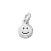 Colgante de cara sonriente de doble cara finamente elaborado en plata de ley s925, mini dije redondo de 5.3 mm, colgante con expresión de sonrisa, accesorio para pulsera DIY