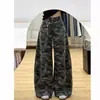 Jeans Cargo Camuflados Estilo Retro Americano High Street para Mujer 2025 Nuevos de Cintura Alta Holgados Adelgazantes Casuales de Pierna Ancha