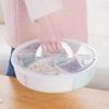 Bandeja de drenaje multifuncional de plástico transparente para frutas y verduras, mesa de centro con compartimentos para tapa, bandeja para frutos secos, caja de almacenamiento portátil sellada.