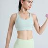 Sutiã Esportivo Feminino de Malha Respirável Tamanho Grande Canelado Peça Única Bojo Fino Fixo Corrida Yoga Fitness Colete Sutiã