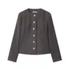 El Blazer de Moda de Amazon 2026 Primavera Nuevo Estilo Francés Inspirado en Chanel Cuello Redondo Manga Corta Gama Alta Elegante para el Trabajo