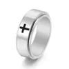 Anillo Minimalista Europeo y Americano Unisex Rotatorio para Alivio del Estrés con Diseño de Cruz Nuevo Modelo Acero Inoxidable Anillo de Hombre Venta al por Mayor