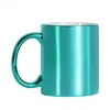 Taza electroplateada con transferencia de calor y asa dorada, taza de cerámica con recubrimiento para sublimación, taza de café retro estilo nórdico en dorado y plateado